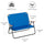 Portable Folding Double Camping Chair Cup Holder, Loveseat for 2 Person, Outdoor Chair with Wood Armrest Beach Travel, Blue