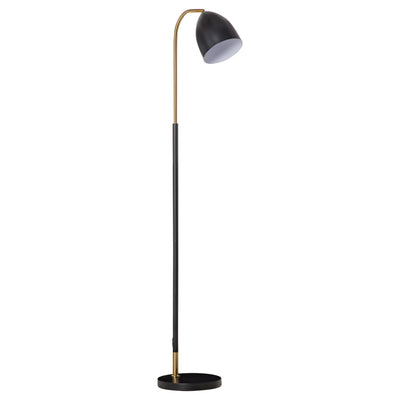 Arc Floor Lamp, Standing Reading Light, with Adjustable Lampshade, and Round Base for Living Room, Office, Bedroom, Black Gold
