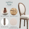 Vintage Armless Dining Chairs Set of 6, French Chic Side Chairs with Curved Backrest and Linen Upholstery for Kitchen, Living Room, Cream White