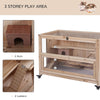 Hamster Cage with Triple Ladders and Double Huts, Big Small Animal Cage, Wheels, Pull-out Tray, Natural