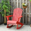 Wooden Adirondack Rocking Chair Outdoor Lounge Chair Fire Pit Seating with Slatted Wooden Design, Fanned Back for Patio, Lawn Red