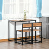 Industrial 3-Piece Dining Table and 2 Chair Set for Small Space in the Dining Room or Kitchen, Vintage Wood