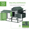 84" Wooden Chicken House, Chicken Coop Poultry Hen Cage with Covered Big Run, Nesting Box, and Perches, Green