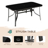 8 Piece Patio Dining Set with Table Umbrella, 6 Chairs and Rectangle Dining Table, Outdoor Patio Furniture Set, Grey