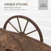 3.3ft Wooden Garden Bridge Arc Footbridge with Half-Wheel Style Railings & Solid Fir Construction, Stained Wood