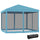 Outdoor 10' x 10' Patio Gazebo Outdoor Pop-Up Canopy with Sidewalls, Instant Setup, 4 Mesh Walls for Party, Events, Backyard, Lawn, Light Blue