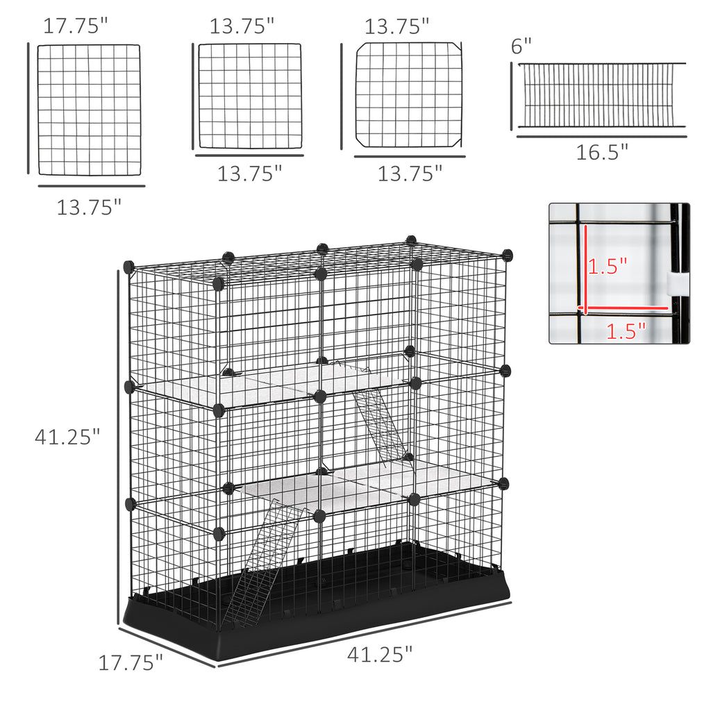 31 Panels Pet Playpen with Water-resistant Cloth, Small Animal Playpen, Portable Metal Wire Yard for Ferrets, Chinchillas, and Squirrels with Doors, Ramps, Covered with Soft Fabric