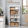 Freestanding Kitchen Pantry, 5-tier Storage Display Cabinet, Curio Cabinet with Adjustable Shelves and 2 Glass Doors for Living Room, Dining Room, White