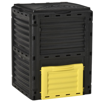 Garden Compost Bin 80 Gallon Outdoor Large Capacity Composter Fast Create Fertile Soil Aerating Box, Easy Assembly, Yellow