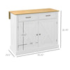 Rolling Kitchen Island with Drop Leaf Wood Breakfast Bar, Farmhouse Kitchen Cart with 2 Drawers, Adjustable Shelves for Dining Room, White