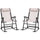 Mesh Outdoor Patio Folding 2-Piece Rocking Chair Set with Ergonomic & Folding Design - Cream White