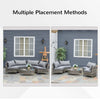 5PC Outdoor Patio Furniture Set Garden Sectional Rattan Wicker Sofa Set Cushioned Half-Moon Seat Deck w/ Pillow Grey