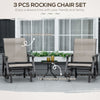 3-Piece Gliding Chair & Tea Table Set, Outdoor 2 Rocker Seats with Steel Frame, Tempered Glass Tabletop, Garden Patio Furniture, Grey