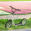 Youth Scooter Kick Scooter for Kids 5+ with Adjustable Handlebar Front and Rear Dual Brakes Inflatable Wheels, White