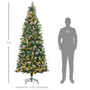 7.5' Decorated Christmas Trees, Skinny Prelit Artificial Christmas Tree with Snow-dipped Branches, Auto Open, Pinecones
