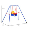 Toddler Metal Swing Set with High Back Seat Safety Harness A-Frame Stand for Backyard Playground Outdoor Playset Age 6-36 Months