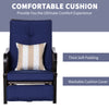 Outdoor Patio Recliner with All Hand-Woven Wicker, Adjustable Lounge Chair w/ Cushions, Rust-Resistant Metal Frame for Patio, Dark Blue