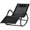 Garden Rocking Sun Lounger Outdoor Zero-gravity Reclining Rocker Lounge Chair for Patio, Deck, Poolside Sunbathing, Black
