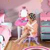 Kids Vanity Table and Chair Beauty Pretend Playset with Mirror Lights Sounds for Girls 3+ Years Old