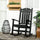 Outdoor Rocking Chairs, Traditional Porch Rocker, Fade-Resistant HDPE Rocker Chair with Slatted Design for Outdoor & Indoor Use, Black