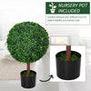 23.5" Artificial Boxwood Topiary Ball Tree, Fake Decorative Plant, Nursery Pot Included for Home, Balcony, Backyard and Garden, Set of 2, Green