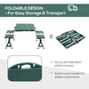 Camping Table with 4 seat Portable Foldable Picnic Table Set with Four Chairs and Umbrella Hole, Aluminum Fold Up Travel Picnic Table, Green