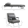 Single Person Folding 5 Position Convertible Sofa Bed Folding Sleeper Chair Chaise Lounge Couch w/Pillow & Steel Frame, Dark Grey