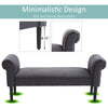 52" Linen Upholstered Accent Ottoman Bench With Armrests, Dark Grey