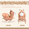 Kids Brown Plush Rocking Horse-Style Plush Animal on Wooden Rockers Giraffe Themed Ride-On Chair Toy with Sound