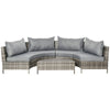 5PC Outdoor Patio Furniture Set Garden Sectional Rattan Wicker Sofa Set Cushioned Half-Moon Seat Deck w/ Pillow Grey
