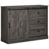 Farmhouse Kitchen Sideboard, Buffet Cabinet with Sliding Barn Door and 3 Storage Drawers for Living Room, Dark Grey