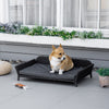 Rattan Dog Sofa, Wicker Pet Bed, Raised Cat Couch, with Steel Frame, Soft Washable Cushion, for Small and Medium Dog, Charcoal Grey