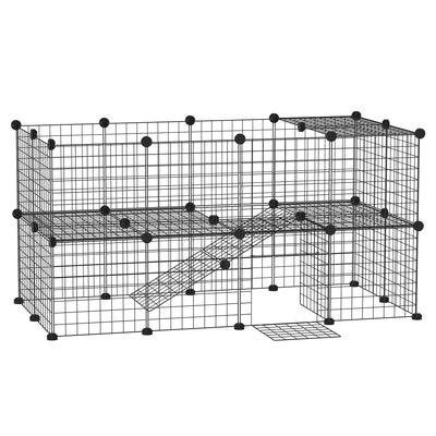 Pet Playpen DIY Small Animal Cage 36 Panels Portable Metal Wire Yard Fence with Door and Ramp for Rabbits, Kitten, Puppy 14