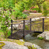 3.3' Classic Garden Metal Bridge with Safety Railings Arc Footbridge Decorative Pond Bridge for Backyard Creek Stream, Black