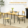 Industrial 3-Piece Dining Table Set, Square Kitchen Table with 2 Chairs for Dorms, Apartments, Studios, Bamboo Wood Grain
