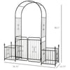 78.75'' x 19.75'' Metal Garden Arch with Gate Climbing Planter Frame and 2 Side Flower Beds Backyard Decor for Vines Morning Glory Black