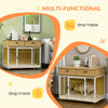 Dog Crate with Drawers, Soft Cushion, Lockable Door, for Small and Medium Dogs, Oak