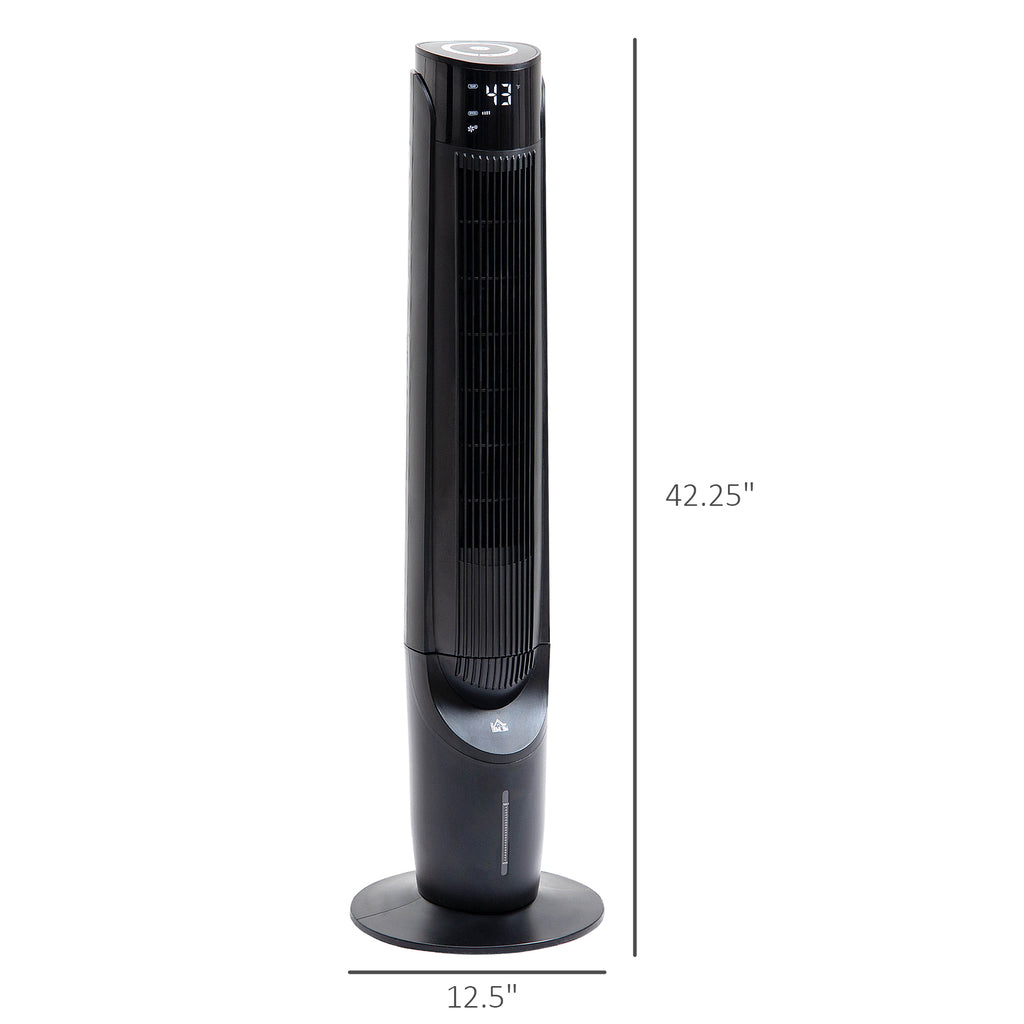 Ice Cooling Tower Fan, Standing Oscillating Fan with 3 Speeds, 4 Modes, 12 Hour Timer, LED Display and Remote Control, Black