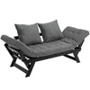 Single Person 3 Position Convertible Chaise Lounger Sofa Bed with 2 Large Pillows and Black Frame, Dark Charcoal Grey