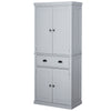 72" Traditional Kitchen Pantry Cabinet Cupboard Freestanding Pantry Cabinet with Doors and 3 Adjustable Shelves, Grey