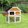 48.5" Wooden Rabbit Hutch Outdoor Pet Playpen Bunny House Enclosure with Plant Box, Slide-out Tray, Ramp, for Small Animals, Natural