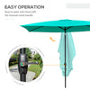 6.6 X 10 ft Rectangular Market Umbrella Patio Outdoor Table Umbrellas with Crank & Push Button Tilt, Teal