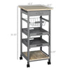 Mobile Rolling Kitchen Island Trolley Serving Cart with Underneath Drawer & Slide-Out Wire Storage Basket, Grey