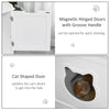 Wooden Cat Litter Box Enclosure Kitten House with Nightstand End Table and Storage Rack Magnetic Doors, White