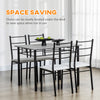 Kitchen Table and Chairs for 4, Modern Dining Table Set with Padded Sponge Cushion Chairs and Marble Textured Dining Table, Light Grey/Black