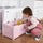2-IN-1 Wooden Toy Box Kids Seat Bench Storage Chest Cabinet Chunk Cube with Safety Pneumatic Rod Pink
