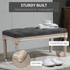 15.75" Vintage Ottoman, Tufted Footstool with Upholstered Seat, Distressed Wood Legs for Bedroom, Living Room, Grey