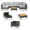 7 Piece Outdoor Patio Furniture Set, PE Wicker Sectional Sofa, Conversation Set with Thick Cushions and Wood Grain Coffee Table, Light Gray