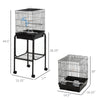 44.5" Metal Indoor Bird Cage Starter Kit With Detachable Rolling Stand, Storage Basket, And Accessories - Black