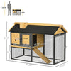 47" Rabbit Hutch Outdoor Bunny Cage with Run, Removable Tray, Ramp, 2 Story Wooden Rabbit House